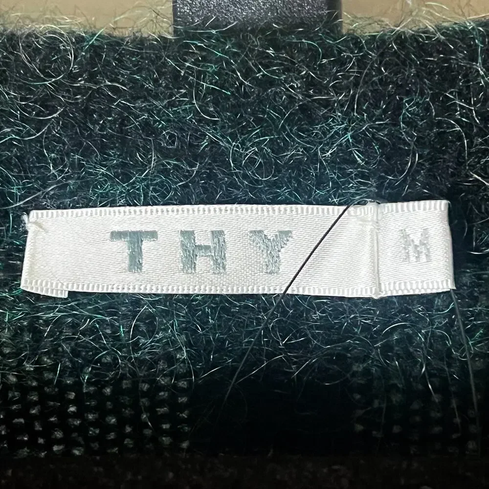 Thy Womens Mohair Wool Blend Open Front Cardigan Sweater Grunge - Green, Size M